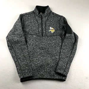 Minnesota Vikings Sweatshirt Mens Small Gray 1/4 Zip Long Sleeves Pullover - Picture 1 of 10