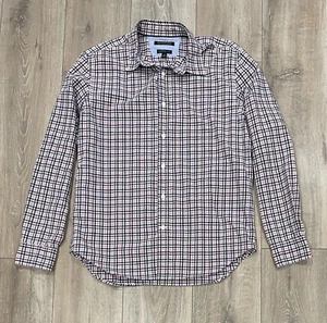 BANANA REPUBLIC Men’s Button-Up Long-Sleeve Plaid Shirt Medium Pink Blue Camden - Picture 1 of 11