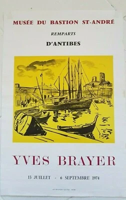 YVES BRAYER 1974 "Remparts d'Antibes " Affiche musée du Bastion   - Photo 1/4