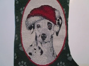 Neu mit Etikett Dalmatiner Hund Urlaub Gobelin Strumpf ~ rot grün ~ 12 "x 20" - Bild 1 von 4