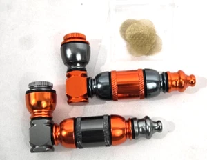 Orange and grey set of 2 metal anodized pipes 3" long plus screens - Picture 1 of 5