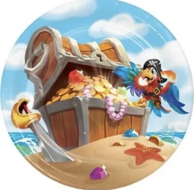 Pirate Treasure 7 Inch Paper Plates 8 Per Pack Boy Kids Birthday Tableware - Image 1 of 2