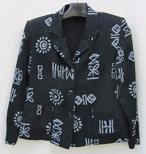 KENSINGTON SQUARE Black Painted Wearable Art SPRING Jacket Petite M MADE IN USA - Bild 1 von 2