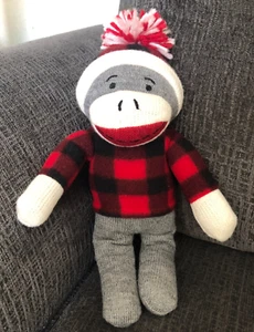 Winter/Xmas Sock Monkey Plush Stuffed Monkey 12" 2015 - Picture 1 of 5