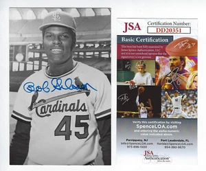 1960's CARDINALS Bob Gibson signed postcard JSA COA AUTO St. Louis Autographed - Picture 1 of 1
