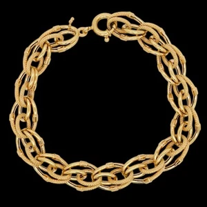 18ct Yellow Gold Hollow Fancy Link Bracelet 20cm 13.5g Preloved - Picture 1 of 14