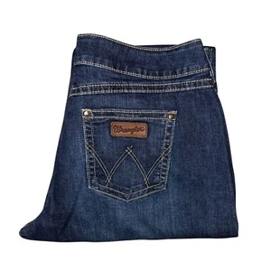 Wrangler Bootcut Juniors Womens Plus Size Jeans 13 14 33 Dark Wash Pockets Logo - Picture 1 of 8