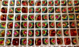 4 Swarovski 4470 10 mm Medium Vitrail Square Cushion Cut unfolierte Strasssteine - Bild 1 von 2