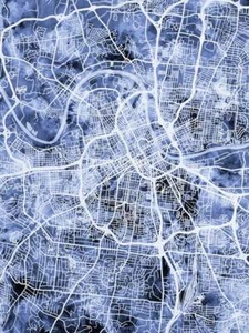 Poster - Mappa di Nashville, strade moderne astratte della città, 4 dimensioni - Foto 1 di 25