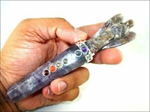 Amethyst Angel Chakra Wand Stick Approx. 5.5 inch Energized Charged Cleansed