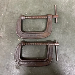 2er Set Vintage Brink & Baumwolle Nr. 144, 4" Schwerlast Schraubzwingen, USA - Bild 1 von 3
