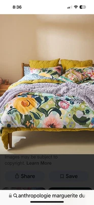 Anhropologie Marguerite Organic Sateen King Duvet and 2 Shams - Image 1 of 4