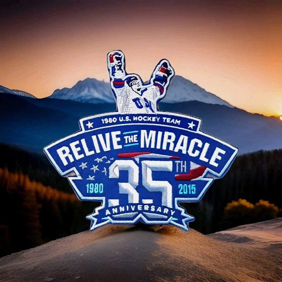 Miracle On Ice 35º Aniversário Patch 1980 EUA Hóquei Lake Placid (Grande 6x6) - Imagem 1 de 1