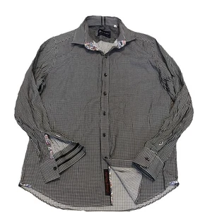 Robert Graham Shirt Mens XLarge Gray Button Up Flip Cuff Long Sleeve Casual - Picture 1 of 12