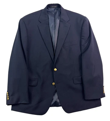 Chaps 44S Navy Blue Gold Buttons Blazer Jacket Sport Suit Coat 100% Wool Mens - Image 1 of 4