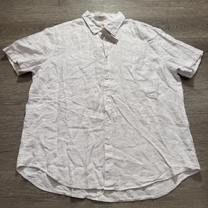 J Crew Shirt Mens XL White 100% Linen Button Down Classic Short Sleeve Costal - Picture 1 of 9