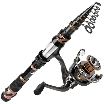PLUSINNO Fishing Rod and Reel Combos, Toray 24-Ton Carbon Matrix Telescopic F... - Image 1 of 4