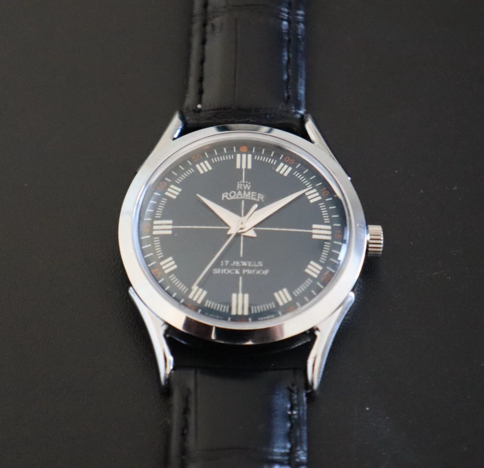 Reloj Pulsera Hombre Vintage Pieza Swiss Roamer Cuerda Manual 17 Joyas Diseño Clásico” Foto 1 de 4