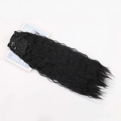 3 Stück Lange Wellige Haarverlängerungen Set Clip In Mais Locken Hochtemperatu - Bild 1 von 4