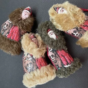 Vintage Folk Art Fabric Santa Figures Old World Primitive Country Christmas - Picture 1 of 3