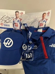 Haas Racing Formula 1 F1 NWT Hat Polo Shirt Driver Autograph Cards - Picture 1 of 5