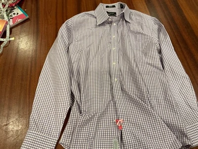 Camisa con botones Nordstrom púrpura lavanda guinga a cuadros 17 x 36 Foto 1 de 4