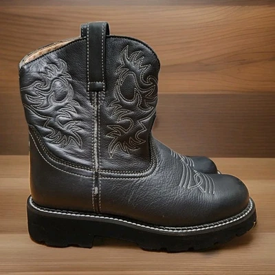 Ariat Fatbaby Mujeres 10B Western Cuero Trabajo Botas de Paseo 14788 Negro Vaquera LEER Foto 1 de 4