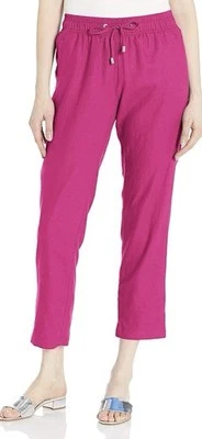 Pantalones Cappagallo para mujer rosa mezcla de lino con cordón talla 8 bolsillos elásticos Foto 1 de 4