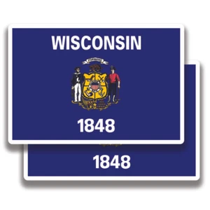 WISCONSIN STATE FLAG DECAL 2 Stickers Bogo For Car Bumper Truck 4x4 2 For 1 - Picture 1 of 1
