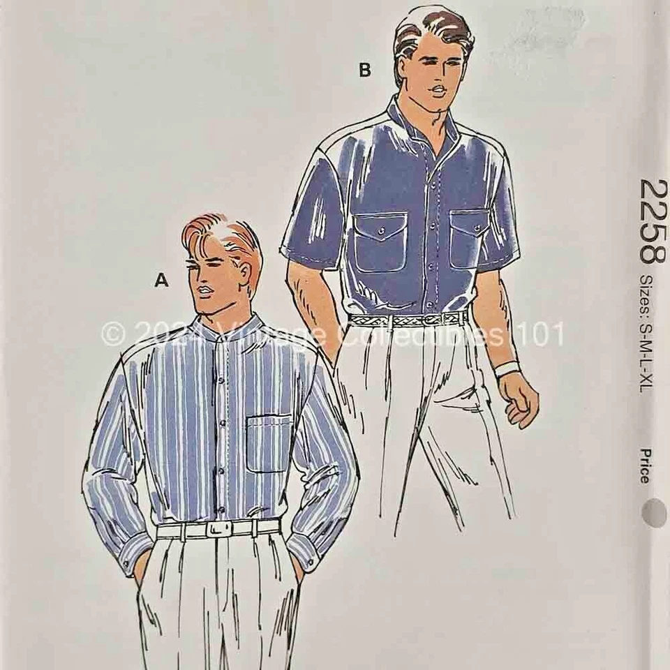 Kwik Sew Pattern 2258 Men's Button Down Long Sleeve Shirt Size S M L XL Uncut FF - Image 1 of 4