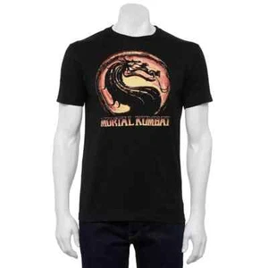 NWT Men’s Mortal Kombat Logo Black Short Sleeve T-Shirt Size Small - Picture 1 of 2