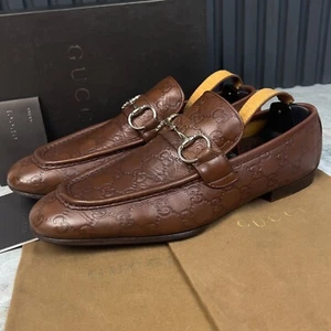Gucci Tom Ford Era Loafers GG Monogram Embossed Brown Leather 11 US or 44.5 EUR - Photo 1 sur 13