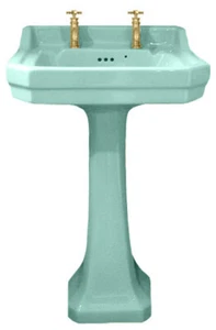 TRTC Art Deco T Verde 56Cm Lavabo E Piedistallo - Foto 1 di 3
