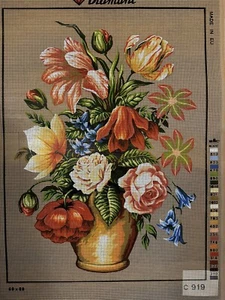 Printed needlepoint Tapestry Gobelin L Flowers Canvas Only 60x80 Cm - Picture 1 of 1