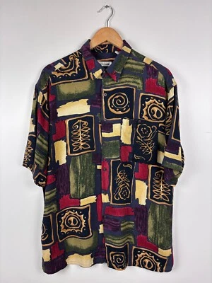 Vintage Pierre Cardin Abstract Short Sleeve Button Up Shirt Multicolor Mens L - Image 1 of 4