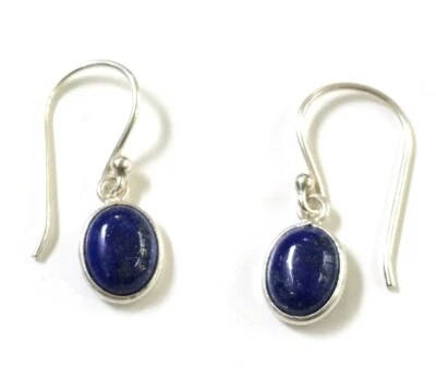 Orecchini In Gemma Lapis Lazuli Blu In Argento Sterling 925 A Pendente - Immagine 1 di 4