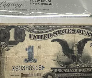 LEGACY12 FINE 1899 $1 BLACK EAGLE SEE SECURITY LINES SEE COMMENTS 8918 - Picture 1 of 3