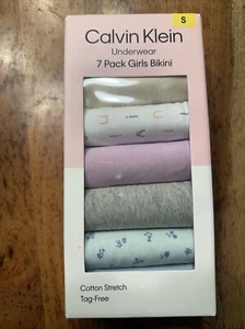 Calvin Klein Girls’ Bikini Underwear 7-Pack, Multicolor Small - Picture 1 of 2