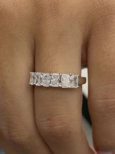 14k Weißgold Halb Ewigkeitsring Radiant F/VS Lab Created Diamant Krappe 1,3 ct - Bild 1 von 11