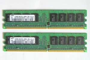 1 GB (2 x 512 MB) PC2-3200U DDR2-400 Desktop Memory, Samsung M378T6553BG0 - Picture 1 of 1