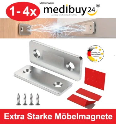 Türmagnet Schrank Tür Extrem Stark Magnetschnäpper Möbelmagnet Sicherung 1-4 Set - Bild 1 von 4