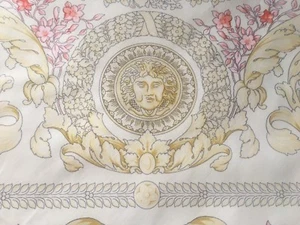 NEW Authentic VERSACE MEDUSA WHITE PINK COTTON FABRIC PANEL 54"x54" ** Loook AG - Picture 1 of 4
