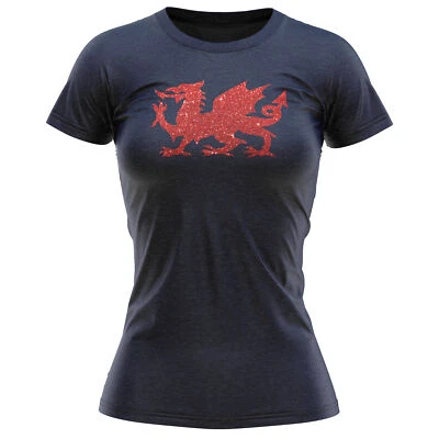 THE CLOTHING SHED Womens Welsh Dragon T Shirt shirt Wales St Davids Day Her Ladies Y Ddraig Goc...