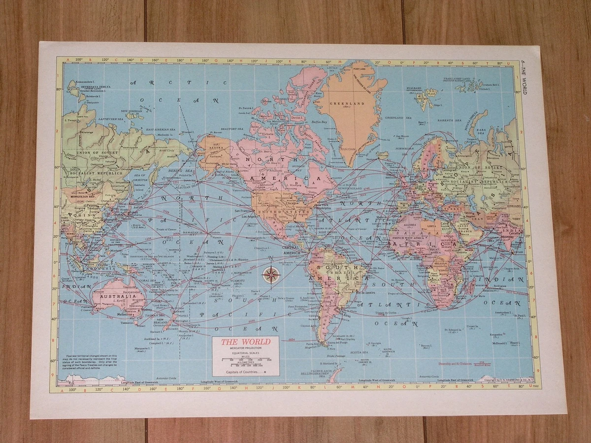 Preços baixos em Mapas antigos do mundo 1950–1959 | eBay