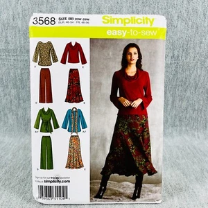 Simplicity 3568 Übergröße Oberteil Hose und Rock Wasserfallausschnitt Damen 20 W 28 W Muster - Bild 1 von 4