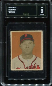 1949 Bowman #88 Bill Salkeld Boston Braves - Rookie Card - GMA 3 VG  - Picture 1 of 2