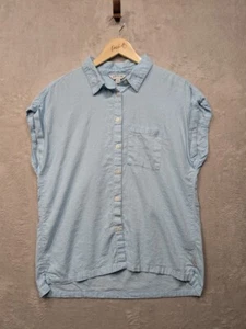 Orvis Button-Down Shirt Women’s S Light Blue Short Sleeve Linen Blend Vented - Picture 1 of 9