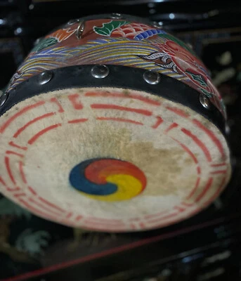 1970 - Korean antique Drum 🥁 15”x6”traditional drum Foto 1 de 4