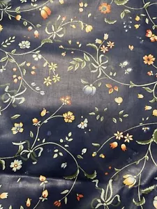 Vtg MCM Floral Drapes Curtains House N Home Fabric Blue With Sheen 5 Yds - Picture 1 of 6