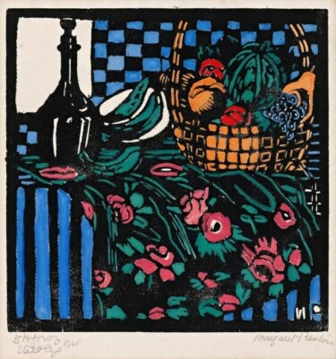 Still Life with Basket Art Print – Margaret Preston Woodcut – 1925 Vintage Style - Image 1 of 2